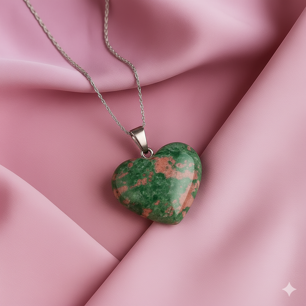 Unakite Heart Pendant