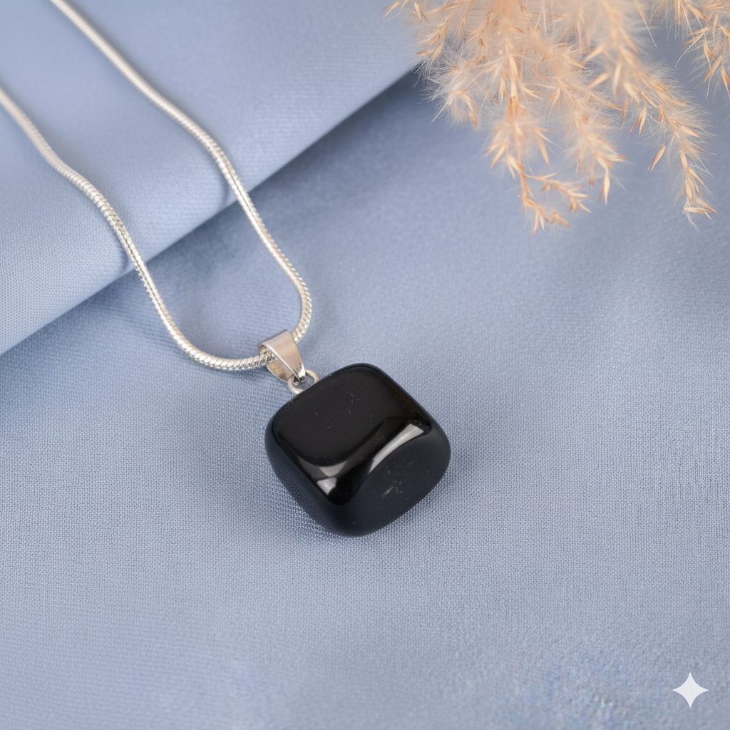 Black Agate Tumble Pendant
