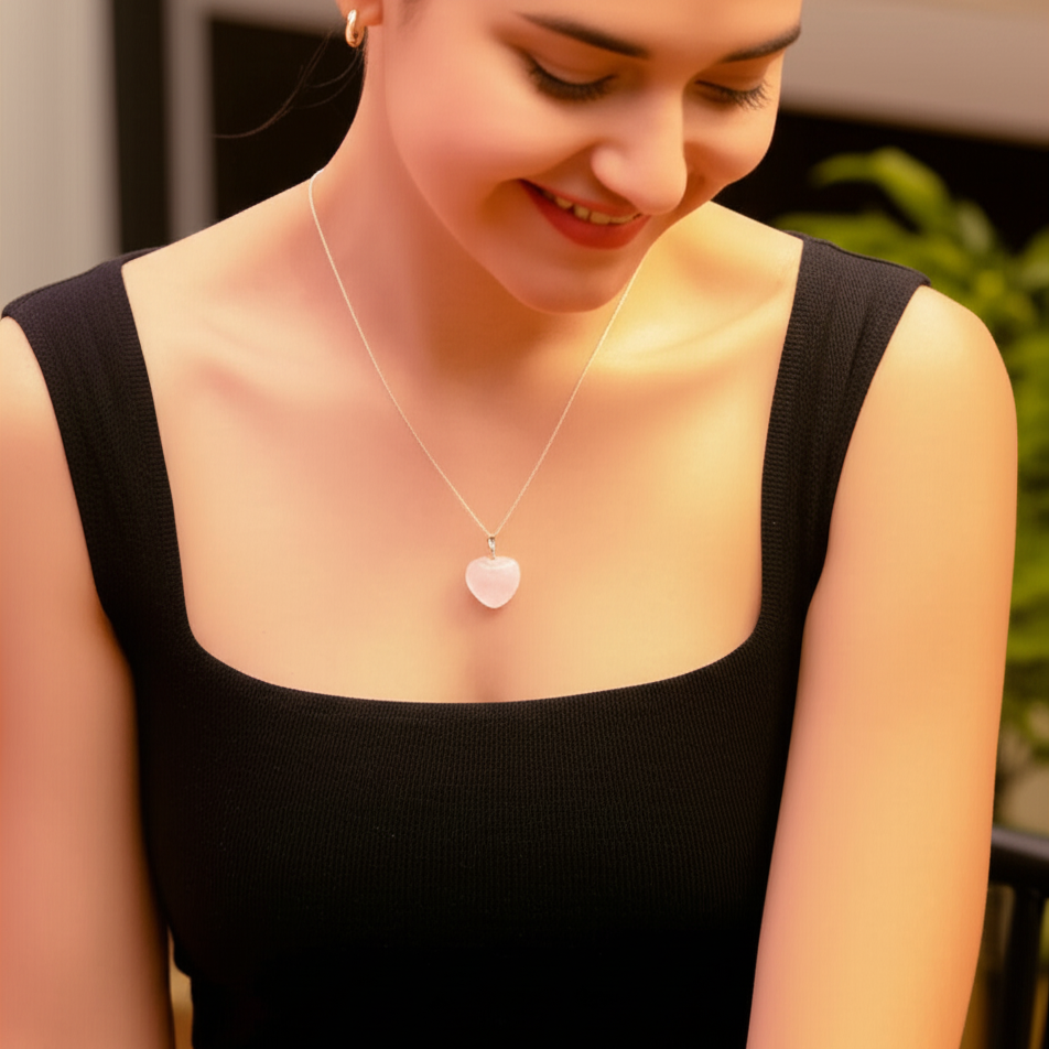 Rose Quartz Heart Pendant - sattva gem
