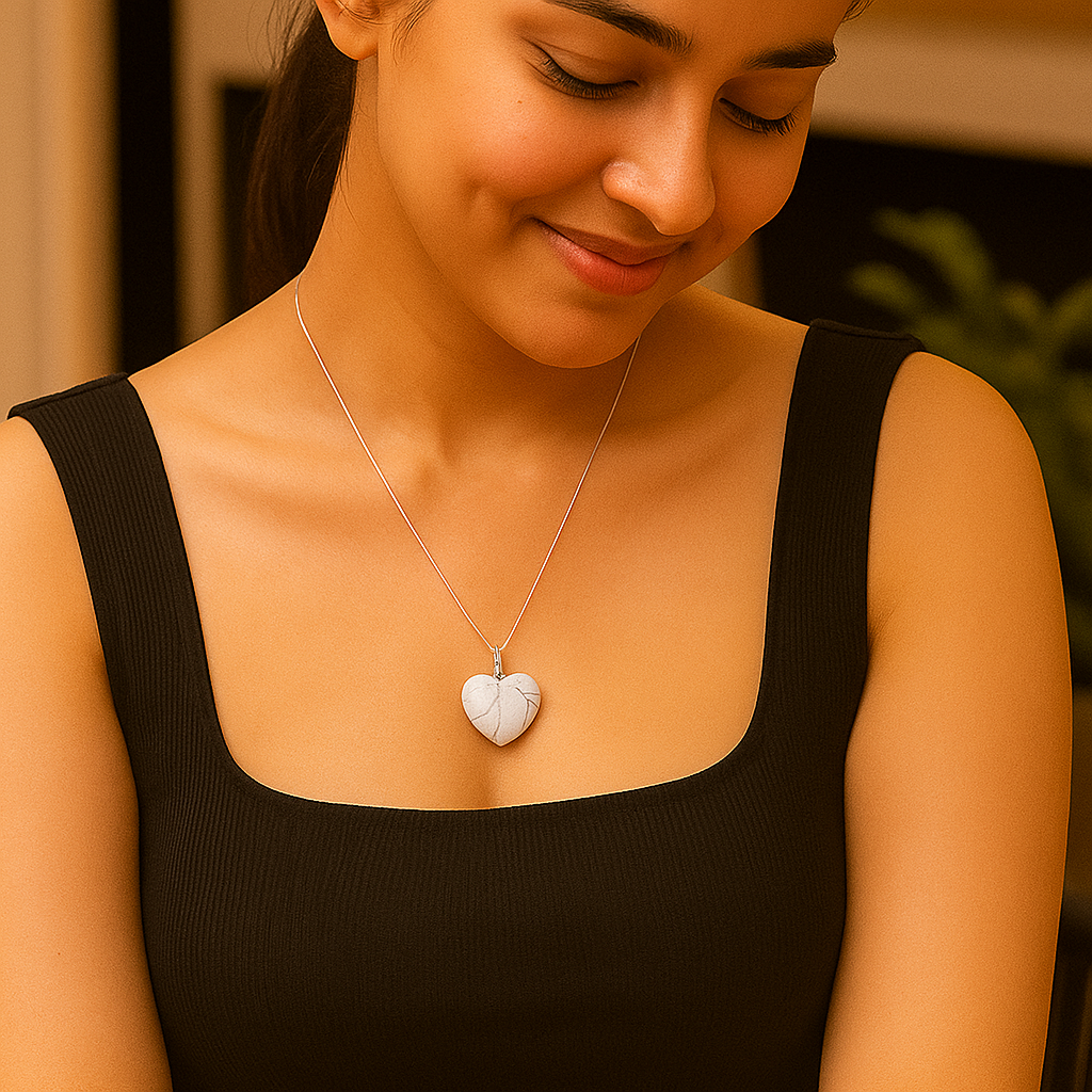Howlite Heart pendant