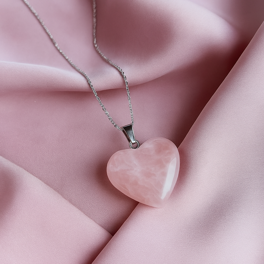 Rose Quartz Heart Pendant - sattva gem